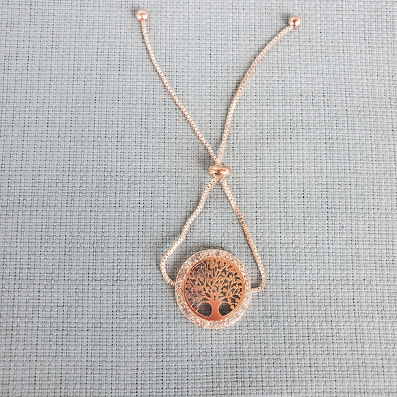 New Rhinestone Tree of Life Adjustable Rose Gold Bracelet. - Picture 8 of 10